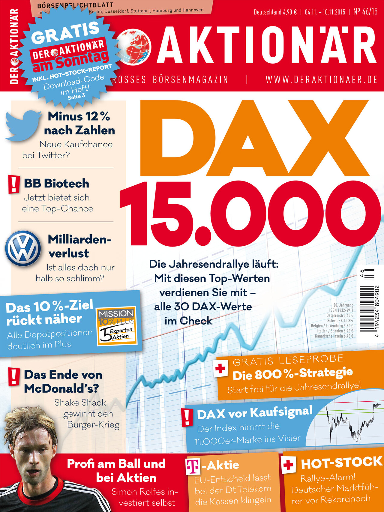 DAX 15.000 - Die Jahresendrallye läuft: Mit diesen Top-Werten verdienen Sie mit - alle 30 DAX-Werte im Check +++ VW: Milliardenverlust +++ Gratis Leseprobe 800% Strategie +++ Apple: Das Ende der Wachstumsstory oder Kaufchance?