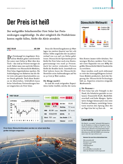 First Solar: Der Preis ist heiß