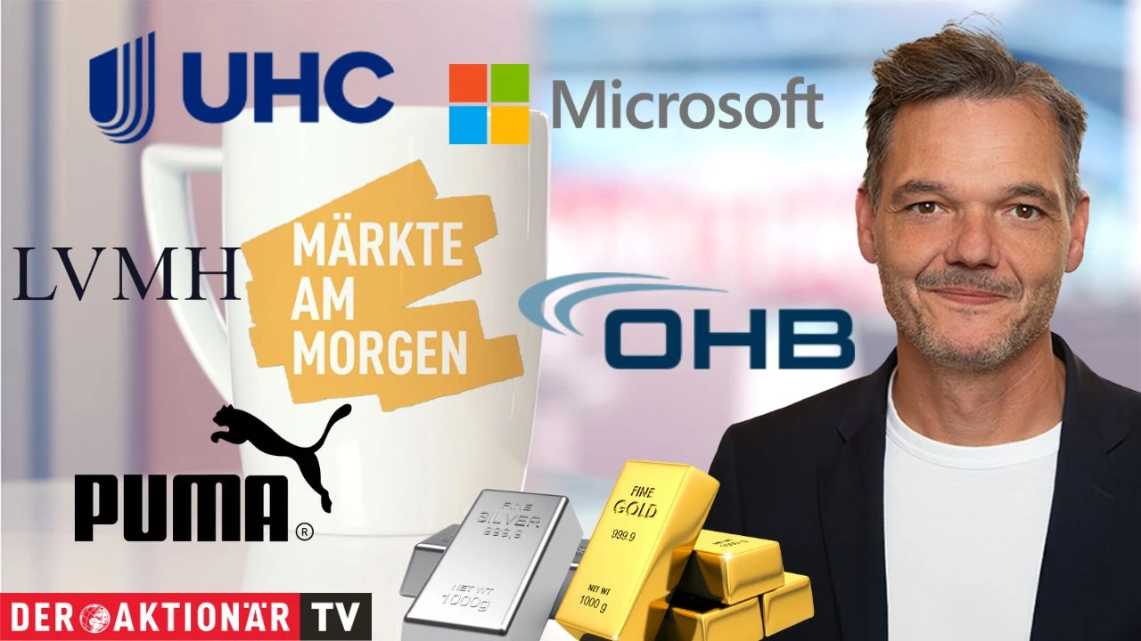 Märkte am Morgen: DAX startet mit kleinem Plus; Gold, Silber, Microsoft, UnitedHealth, Adidas, Puma, OHB, LVMH, ASML im Fokus