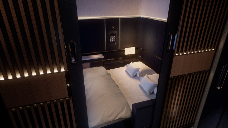 Allegris-First-Class-Doppel-Suite bei Lufthansa zum Schlafen
