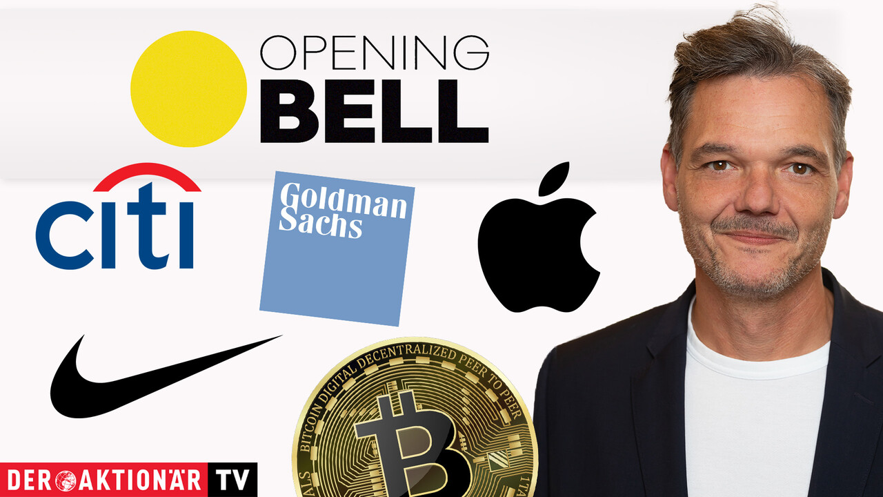 Opening Bell: Wall Street startet im Plus; Bitcoin, Nike, Goldman Sachs, Citigroup, Apple im Fokus