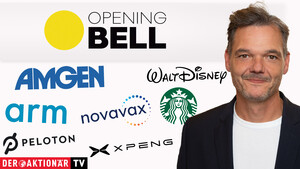 Opening Bell: Dow Jones setzt Gewinnserie fort; Novavax, Amgen, Peloton, Starbucks, Xpeng, Zeekr‑IPO, Arm Holdings, Xpeng im Fokus  