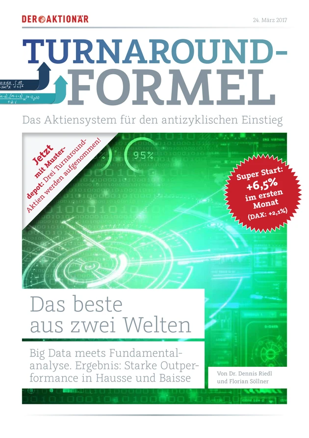 Traum‑Start: Top‑Empfehlung steigt um 58% im ersten Monat! AKTIONÄR Turnaround‑Formel schlägt den DAX um Längen. Jetzt Depotstart & drei neue Chancen!