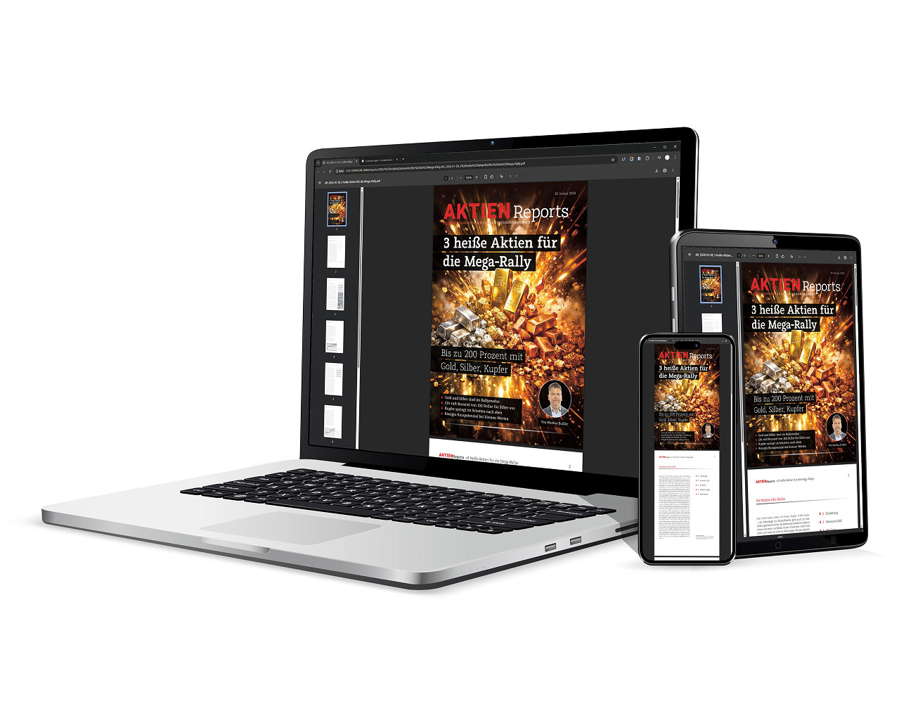 Aktien-Reports auf Laptop