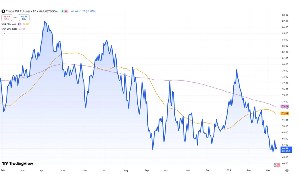 WTI Crude Oil seit Februar 2024