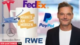 DAX: Märkte am Morgen: DAX nach Vortagesrekord im Minus; Wall Street im Rallymodus; Fedex, Tesla, AMD, Paypal, DHL Group, Mercedes Benz, RWE, Airbus, SMA Solar im Fokus