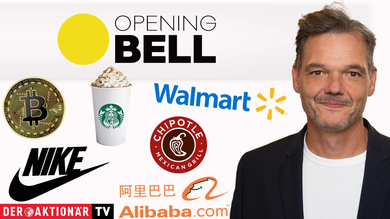Opening Bell: Dow Jones steigt 300 Punkte; Einzelhandelsdaten, Bitcoin, Walmart, Alibaba, Tesla, Chipotle, Starbucks, Nike im Fokus