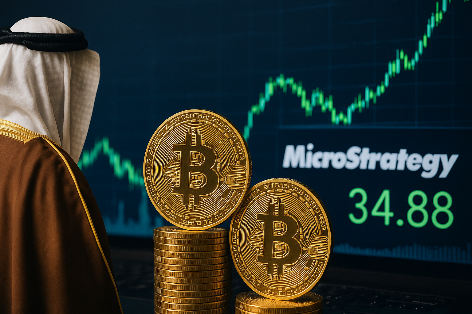 Ändert das alles? Saudi&#8209;Arabien und Wall Street&#8209;Elite kaufen Bitcoin und MicroStrategy&#8209;Aktien (Foto: ChatGPT)