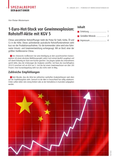 1-Euro-Hot-Stock vor Gewinnexplosion: Rohstoff-Aktie mit KGV 5