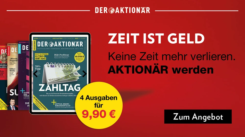 Shop Werbefeld DER AKTIONÄR 4-Ausgaben Probeabo 02+24 9,90 Euro