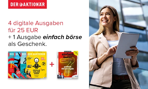 Das DER AKTIONÄR-Willkommenspaket bietet 4 digitale Ausgaben von DER AKTIONÄR.