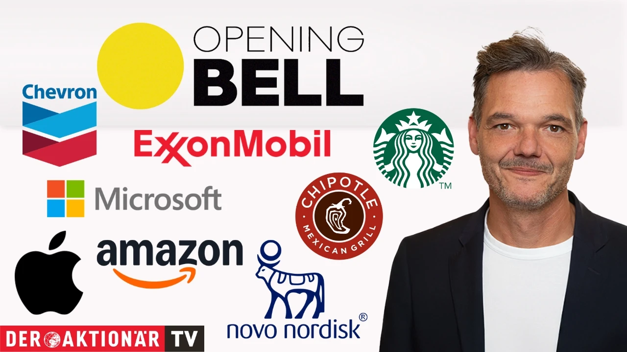 Opening Bell: Wall Street baut Vortagesgewinne aus; Amazon, Apple, Starbucks, Chipotle Mexican Grill, Novo Nordisk, ExxonMobil, Chevron im Fokus