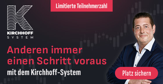 Banner Kirchhoff-System - Finanzplaner Kirchhoff identifiziert treffsicher kurzfristige Chancen am Aktienmarkt