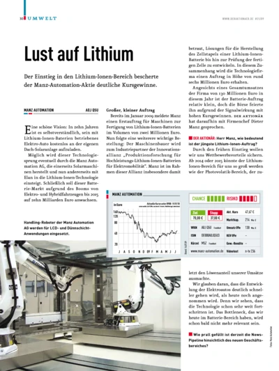 Manz Automation: Lust auf Lithium