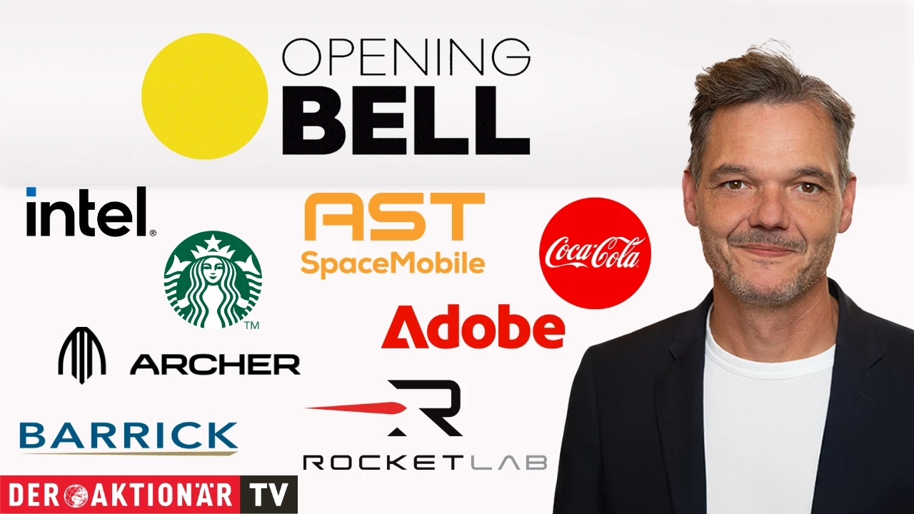 Opening Bell: Wall Street startet mit leichtem Minus; Intel, Barrick Mining, Coca‑Cola, Adobe, Starbucks, Archer Aviation, AST Space Mobile, Rocket Labs im Fokus