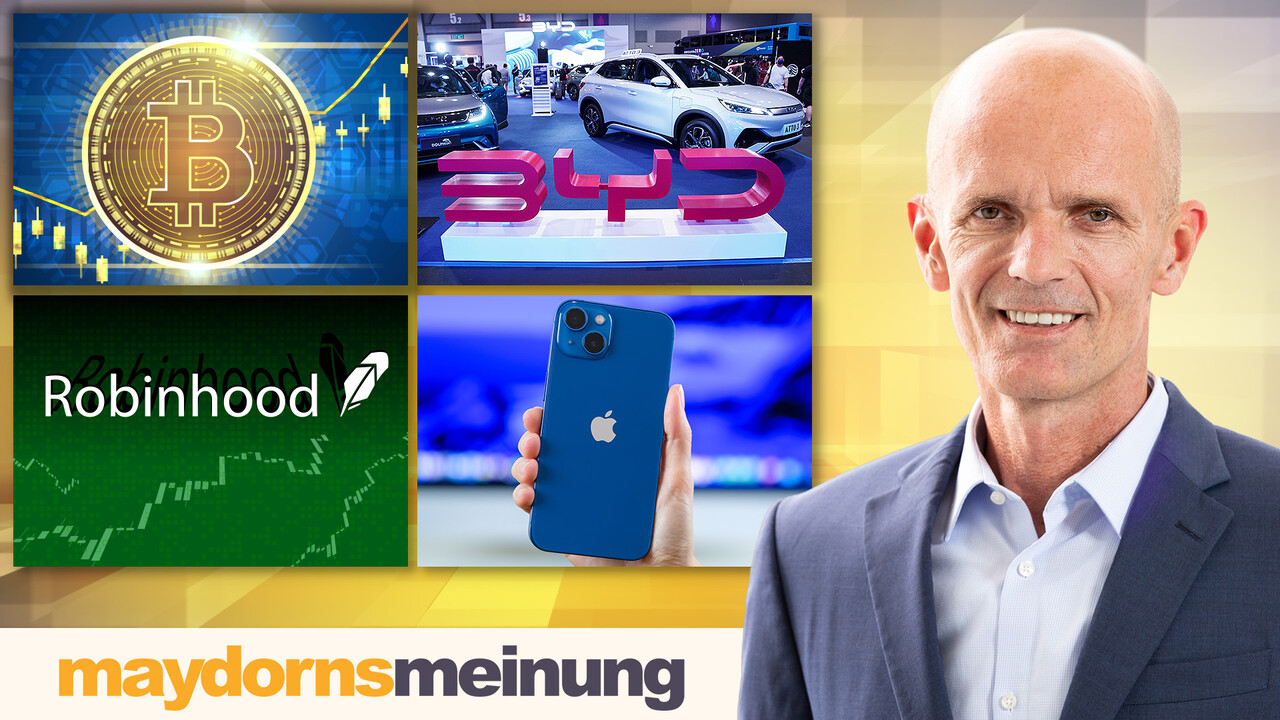 maydornsmeinung: Bitcoin, Apple, SMA Solar, Meyer Burger, Tesla, BYD, Livent, Robinhood, 3D Systems, UiPath