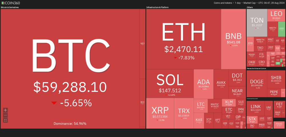 Krypto-Heatmap Coin360 (24h)