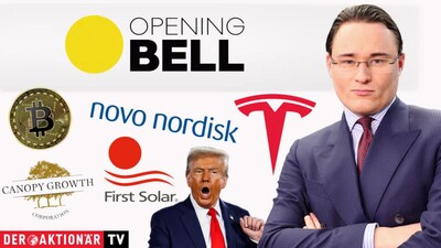 Opening Bell: Bitcoin, Trump Media & Technology Group, Tesla, Novo Nordisk, Canopy Growth, First Solar