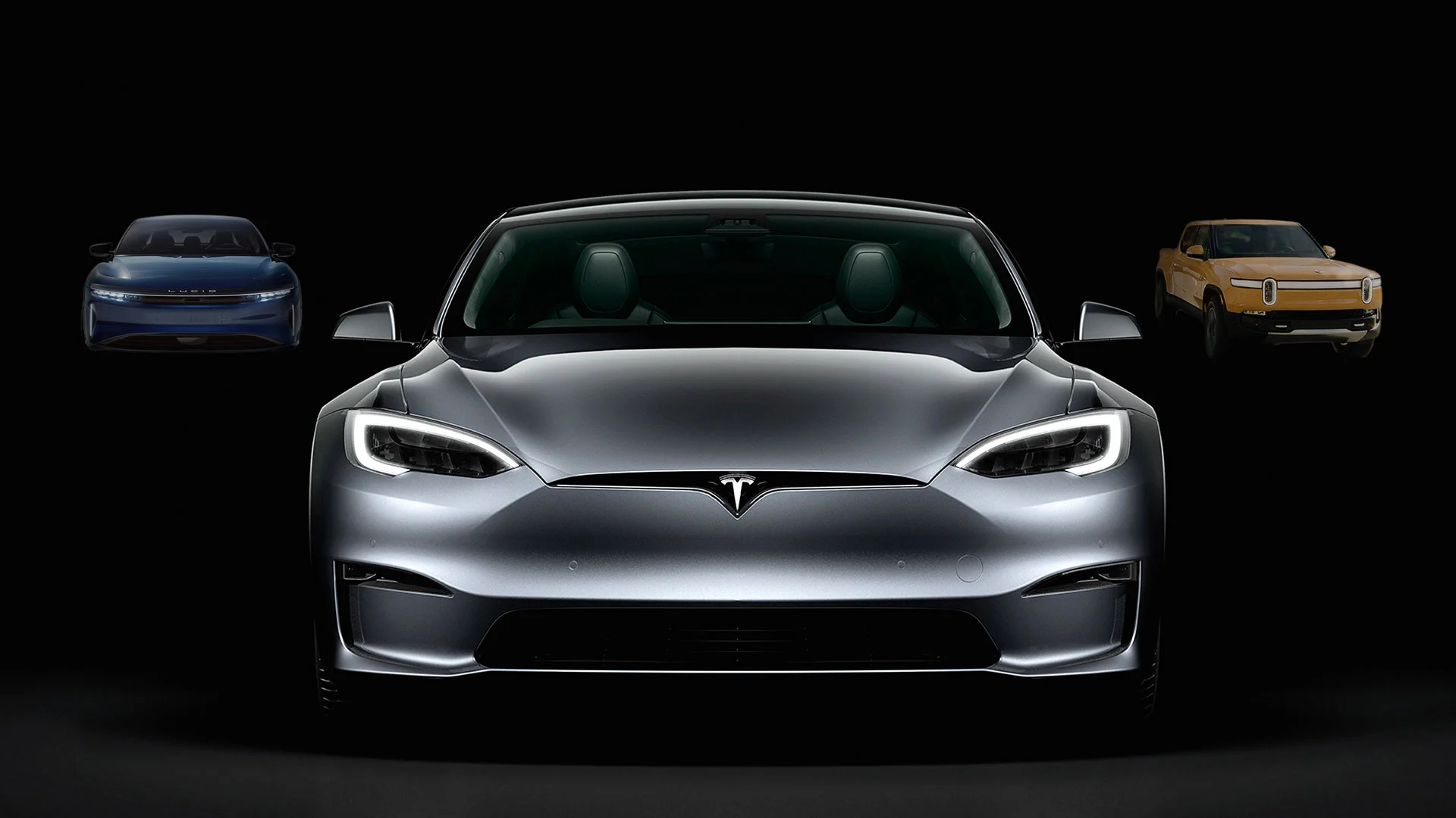 Tesla&#8209;Aktie: Gewinneinbruch durch Elon Musk und Minus 8 Prozent im nachbörslichen Handel (Foto: Tesla, Lucid, Rivian)