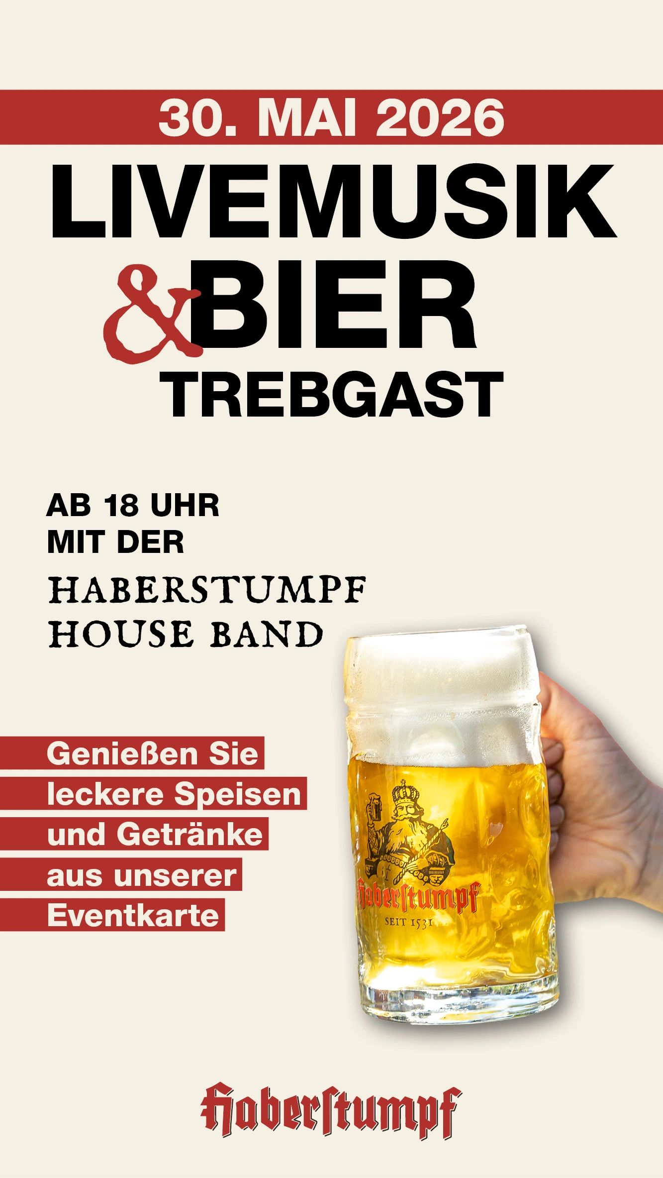 LIVEMUSIK AM 30.05. IN TREBGAST