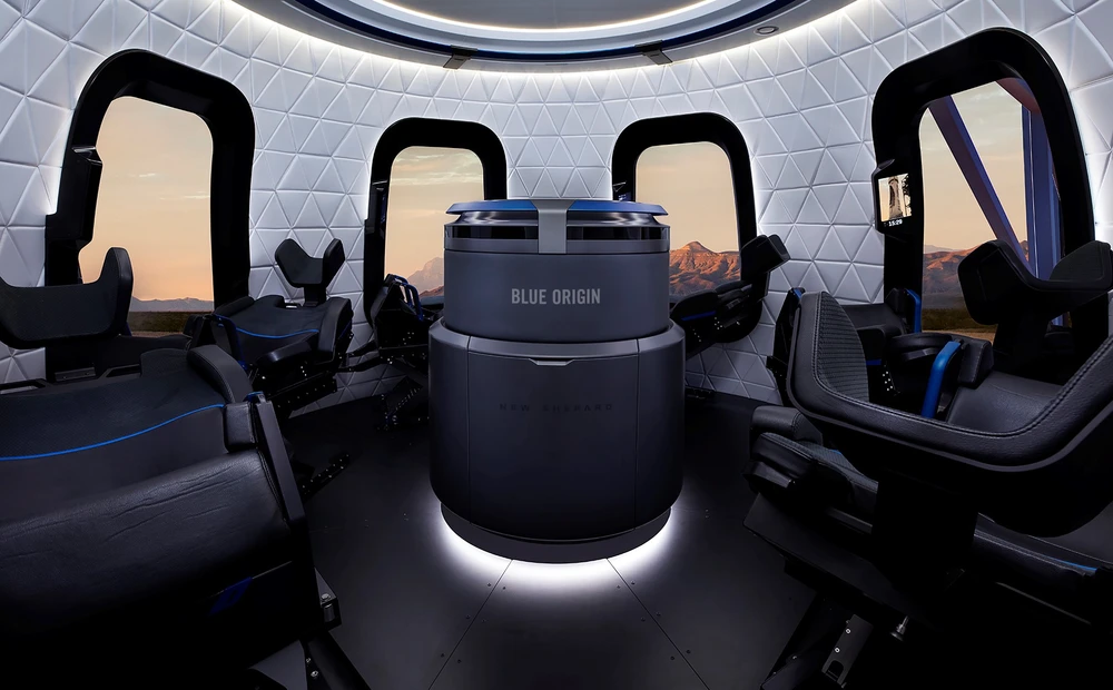 Blick in das Innere der Kapsel, mit der Passagiere bis in eine Höhe von etwa 100 Kilometern fliegen sollen.