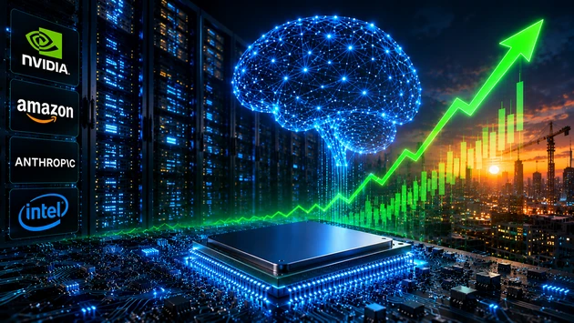Nvidia, Amazon, Anthropic: KI‑Flächenbrand treibt Intel um 107 Prozent