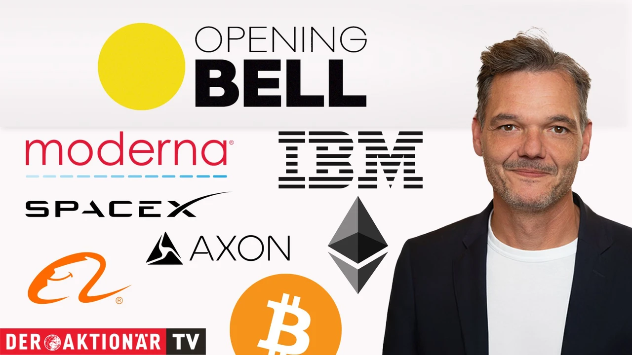 Opening Bell: Wall Street startet uneinheitlich; Bitcoin, Ethereum, Walmart, Alibaba, IBM, SpaceX, Moderna, Axon Enterprise im Fokus
