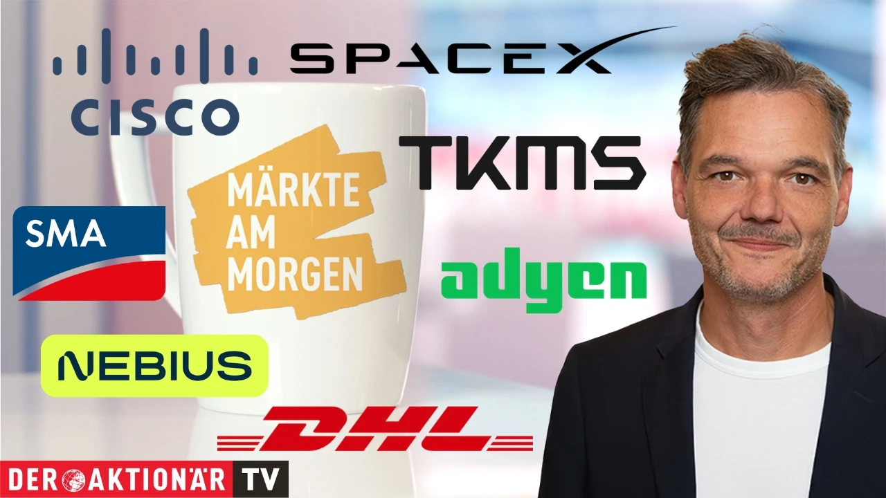 Märkte am Morgen: DAX weiter auf Rekordjagd; Brent‑Öl, Gold, Cisco Systems, SpaceX, DHL Group, TKMS, SMA Solar, Adyen, Nebius im Fokus
