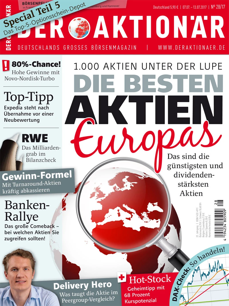 Die besten Aktien Europas: 1.000 Werte unter der Lupe - das sind die günstigsten und dividendenstärksten Papiere +++ Banken-Rallye: Das große Comeback - bei welchen Aktien Sie zugreifen sollten! +++ Gewinn-Formel: Mit Turnaround-Aktien kräftig abkassieren