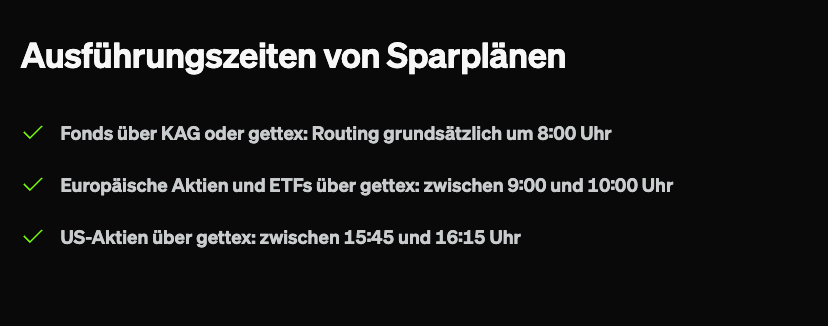 Sparplanausführungszeiten bei Smartbroker+