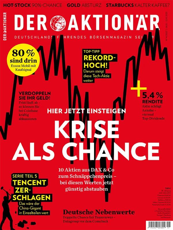 10 Top-Aktien aus DAX und Co mit jeder Menge Potenzial, die zudem im Moment schon fast verboten günstig daherkommen, finden Sie jetzt im neuen AKTIONÄR.  