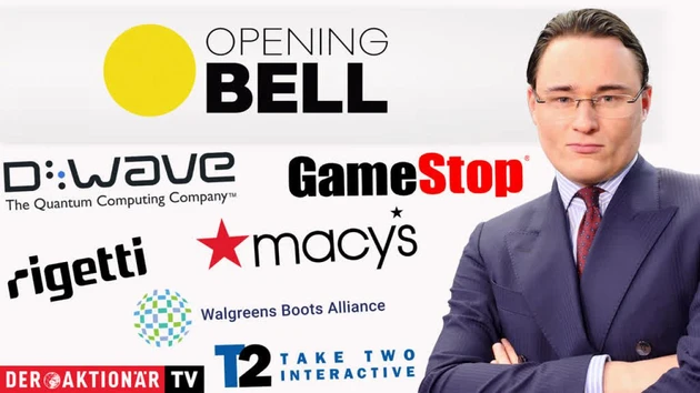 Opening Bell: Take‑Two Interactive, Gamestop, General Motors, Alphabet, Rigetti Computing, D‑Wave, Apple, Walgreens, Alaska Air Group, Macy's