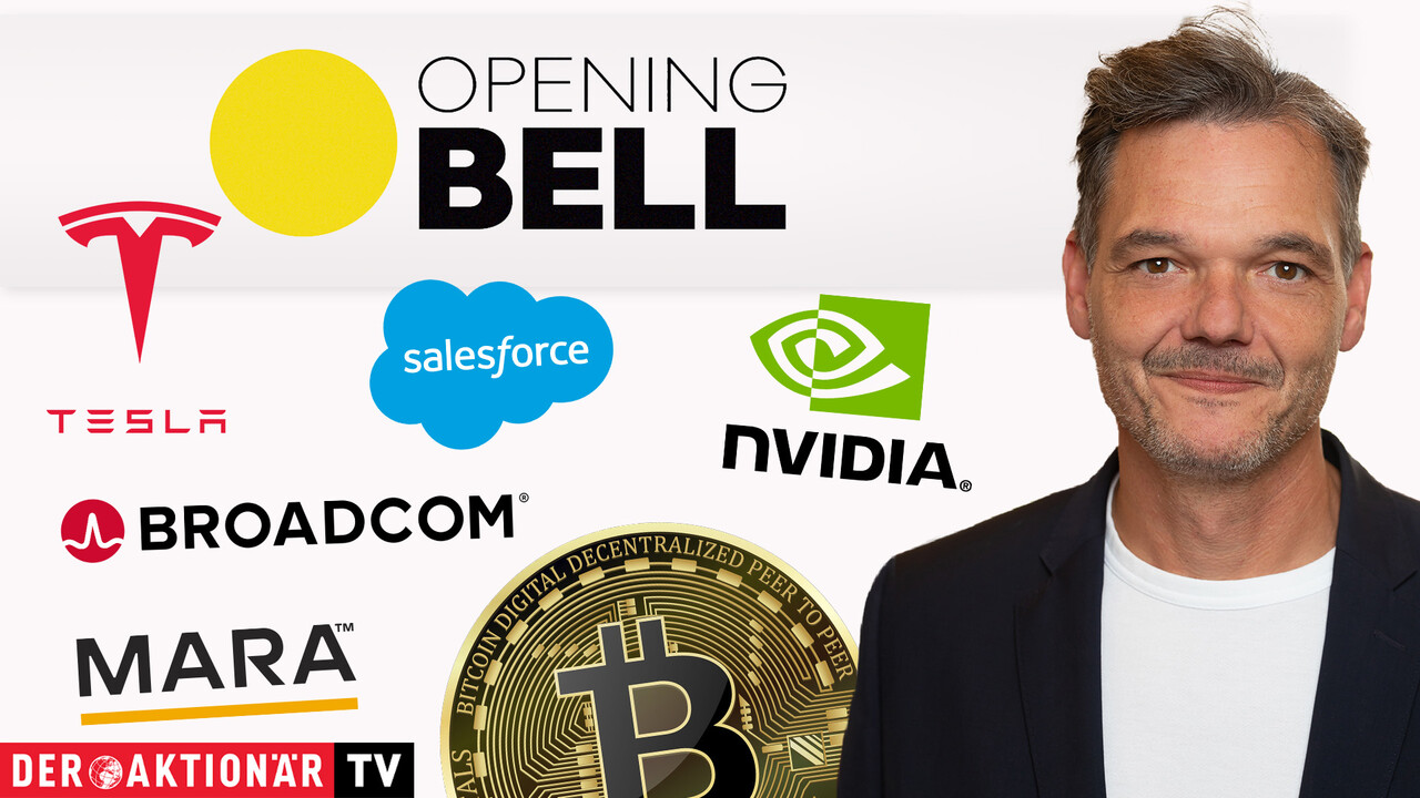 Opening Bell: Wall Street startet uneinheitlich; Bitcoin, Nvidia, Mara Holdings, Broadcom, Axon Enterprise, Salesforce im Fokus