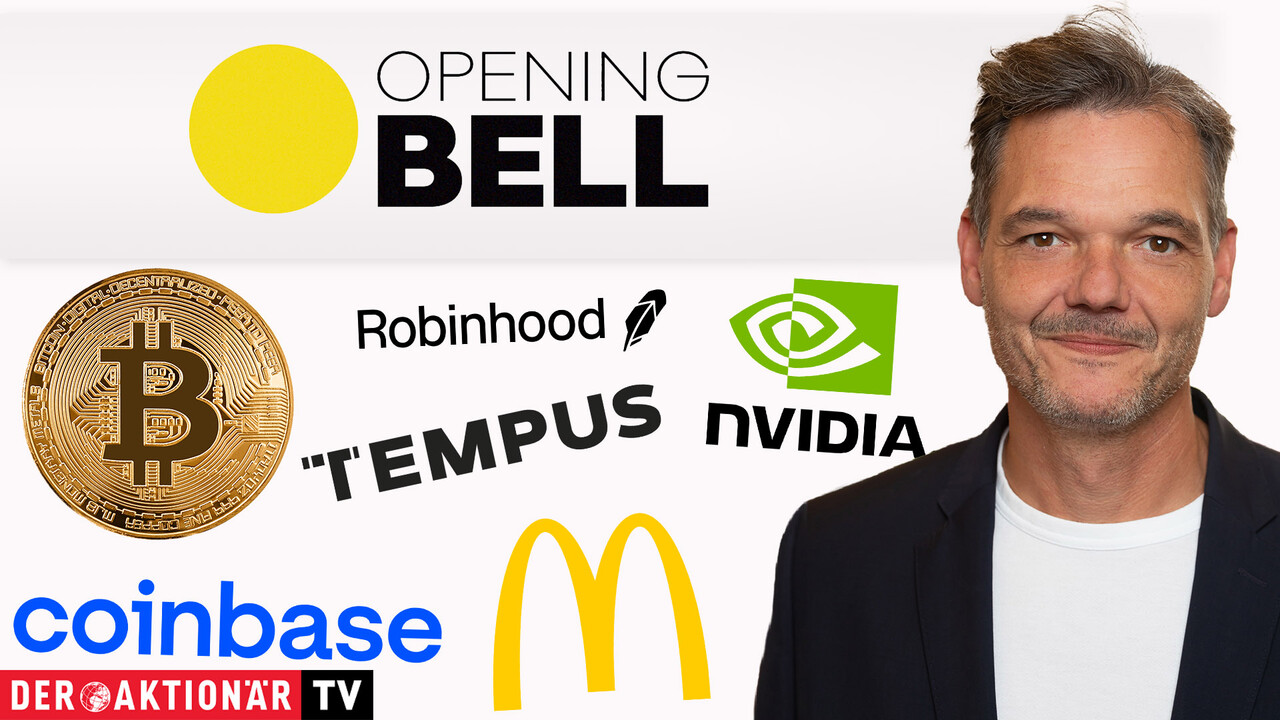 Opening Bell: Wall Street weiter im Aufwind; Russel 2000; Bitcoin, Robinhood, Coinbase, McDonald's, 3M, Nvidia, AMD, Tempus AI im Fokus