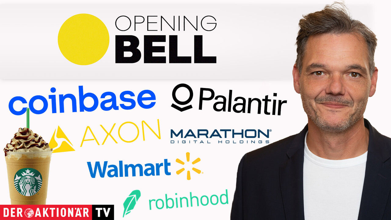 Opening Bell: US-Rekordjagd geht weiter; Bitcoin, Marathon Digital, Coinbase, Robinhood, Palantir, Axon Enterprise, PayPal, Walmart, Starbucks im Fokus