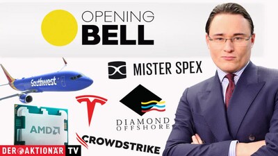Opening Bell: Bitcoin, Gold, Mister Spex, AMD, Southwest Airlines, Tesla, Diamond Offshore Drilling, Walmart, CrowdStrike