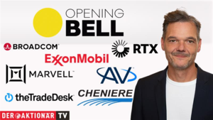 Opening Bell: Wall Street startet im Minus; Rohöl, RTX, AeroVironment, ExxonMobil, TheTradeDesk, Broadcom, Marvell Technology im Fokus 