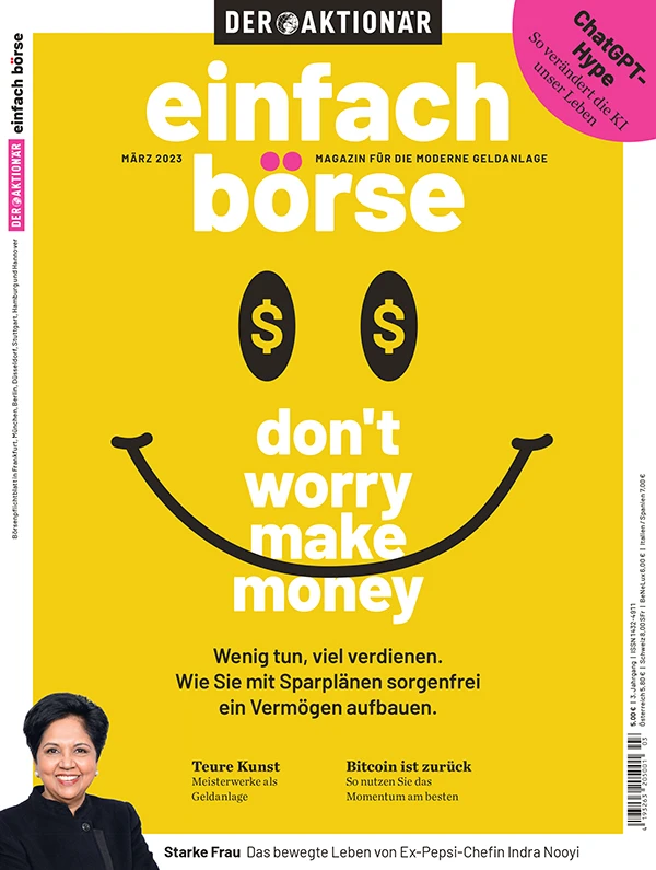 In der neuen Ausgabe von einfach börse erfahren Sie was es damit auf sich hat, wie sich Sparpläne und aktives Investieren kombinieren lassen und welche 23 ETFs die Redaktion empfiehlt. Außerdem erhalten Sie einen Einblick, was Sie steuerlich bei Kapitalanlagen berücksichtigen sollten.