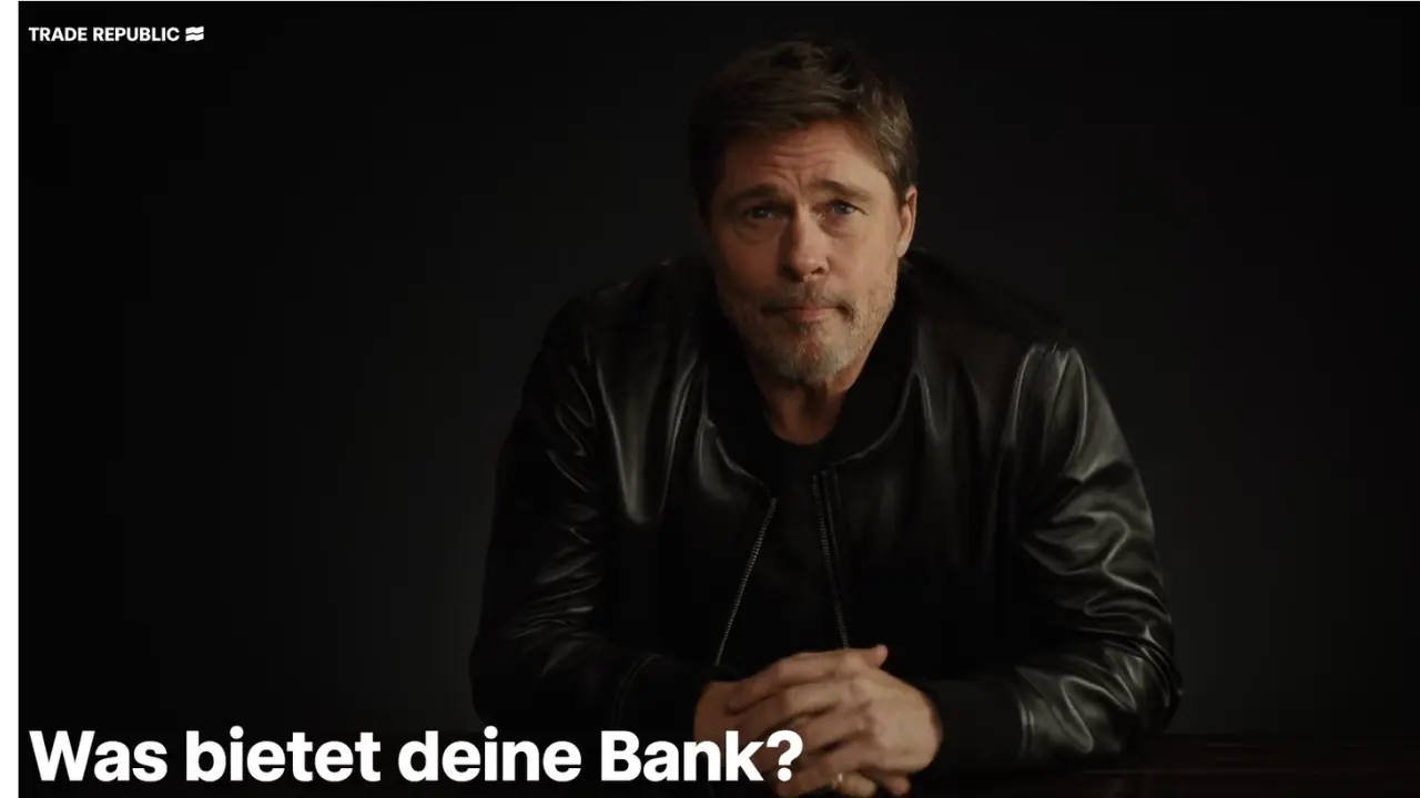 Konto statt Kaffee: Brad Pitt wirbt jetzt für Trade Republic  (Foto: Screenshot traderepublic.com (vom 12.5.2026))