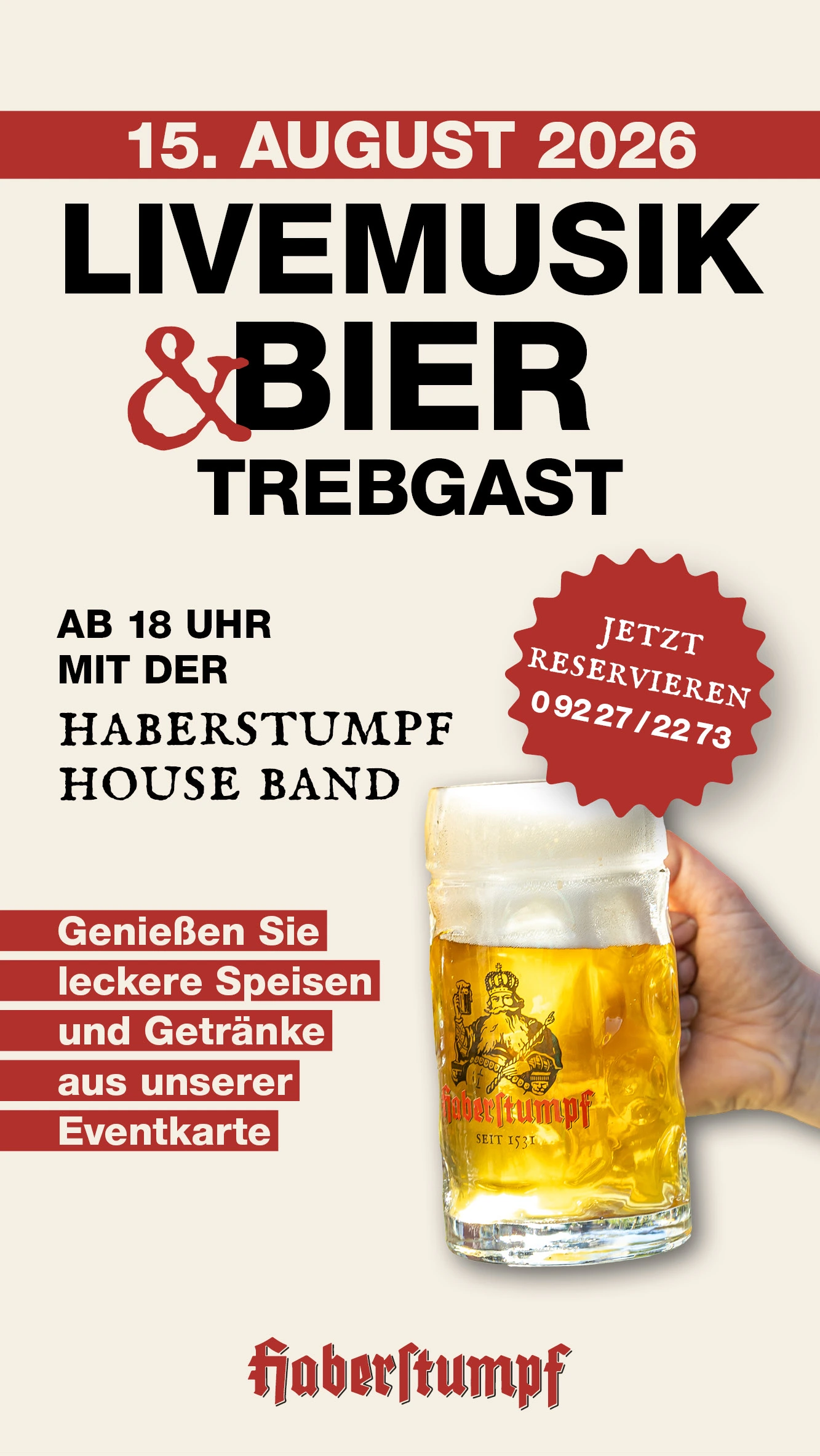 LIVEMUSIK IN TREBGAST AM 15. AUGUST 2026