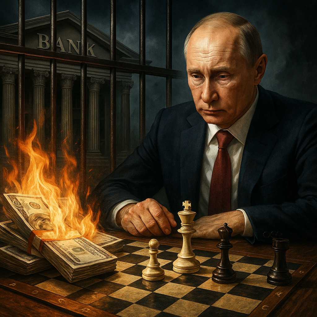 Blutgeld tabu, Banken gefesselt: Fonds & Basel stoppen Rüstung – schlägt Putin jetzt Schachmatt? (Foto: OpenAi)