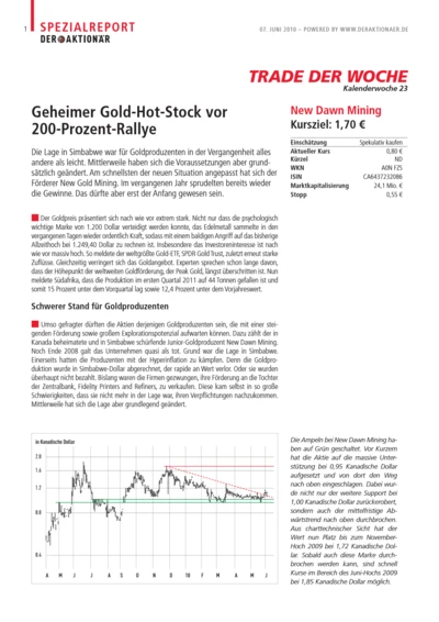 Geheimer Gold-Hot-Stock vor 200-Prozent-Rallye