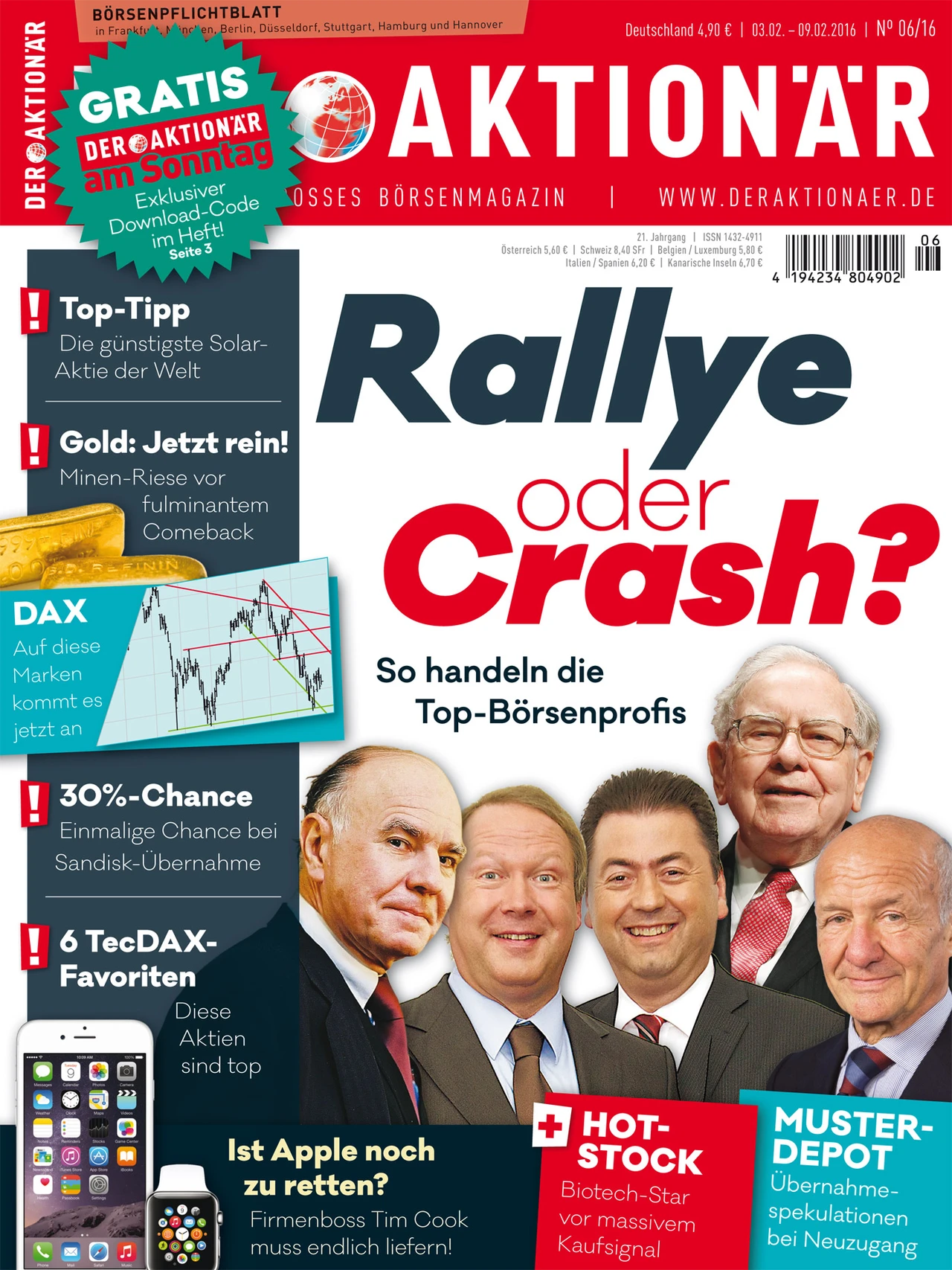 Rallye oder Crash? So handeln die Top-Börsenprofis +++ Einmalige Chance mit Sandisk-Übernamhe +++ Gold: jetzt rein +++ TecDAX-Favoriten +++ Apple mit Wachstumsdelle +++ Biotech-Star