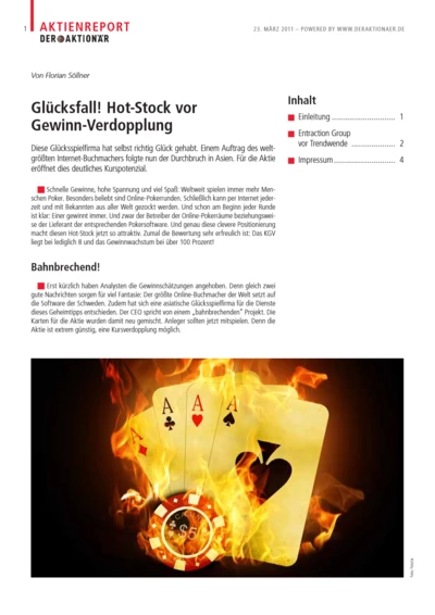 Glücksfall! Hot-Stock vor Gewinn-Verdopplung