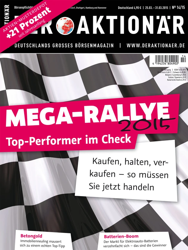 Neu im AKTIONÄR: Mega‑Rallye 2015 – Top‑Performer im Check – so geht es weiter bei Airbus, Daimler, Xing und Co! +++ Außerdem im Heft: Enphase Energy ‑ Solar‑Aktie mit Verdopplungspotenzial