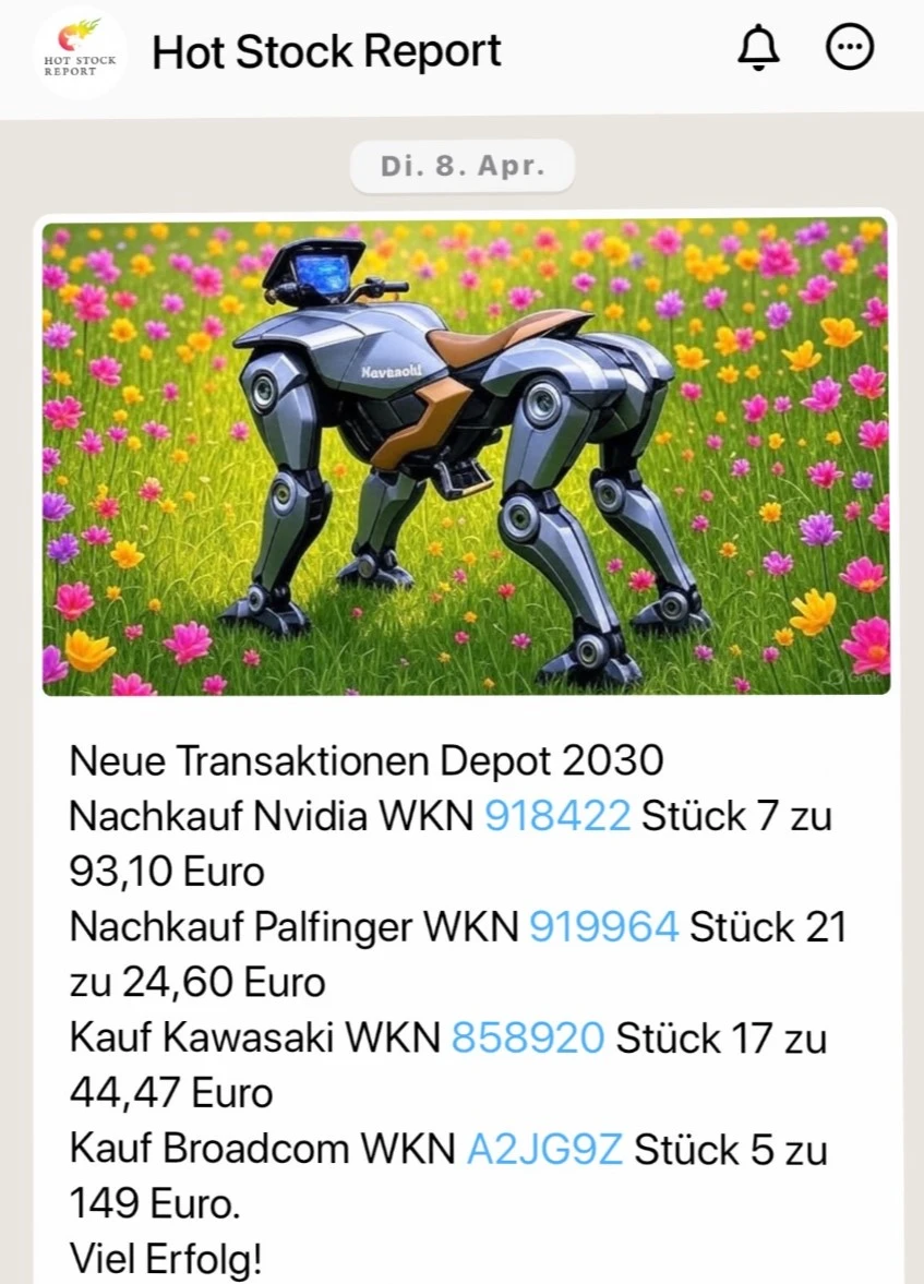 Dienstag-Trades per App