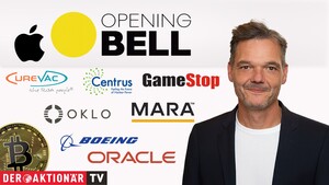 Opening Bell: Wall Street eröffnet leichter; Bitcoin, Oracle, Boeing, Gamestop, Mara Holdings, Oklo, Centrus Energy, Apple im Fokus 