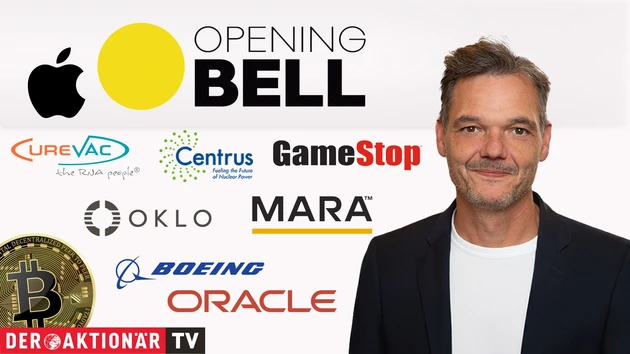 Opening Bell: Wall Street eröffnet leichter; Bitcoin, Oracle, Boeing, Gamestop, Mara Holdings, Oklo, Centrus Energy, Apple im Fokus