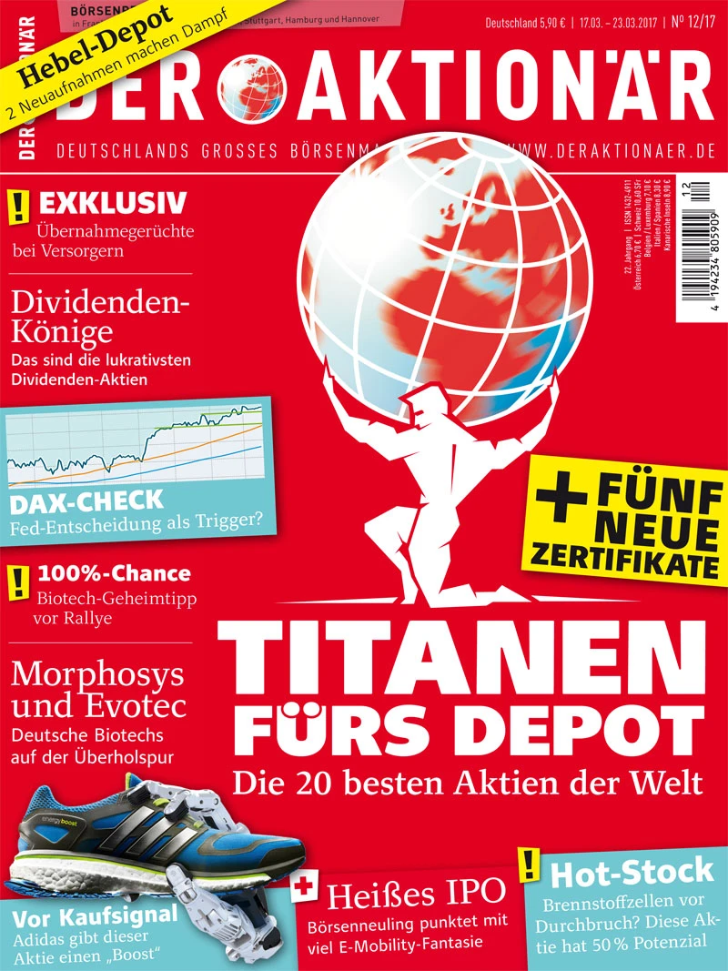 Titanen fürs Depot: Die 20 besten Aktien der Welt +++ Dividenden-Könige: Das sind die lukrativsten Dividenden-Aktien +++ 100%-Chance: Biotech-Geheimtipp vor Rallye