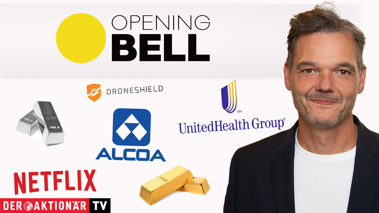 Opening Bell: US-Börsen starten leicht im Plus; Gold, Silber, Pan American Silver, Tesla, DroneShield, Alcoa, Netflix, UnitedHealth im Fokus